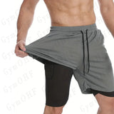 Men's Fitness Training T-shirt Sports 2-in-1 Double Layer Shorts Set