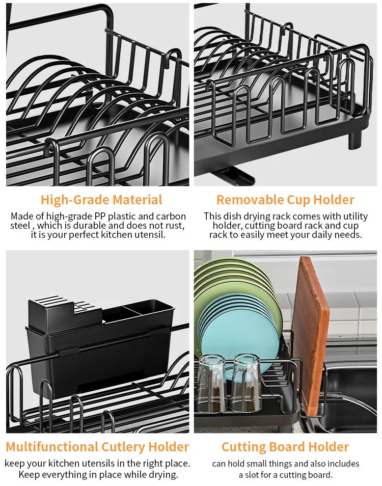 Dish Drying Rack with Drainboard – Expandable Kitchen Rack