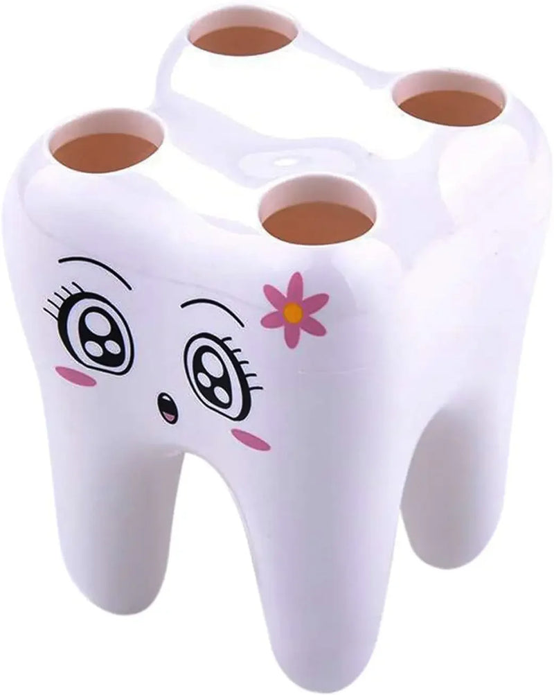 Cute Storage Holder Toothbrush Rack – Cartoon Tooth Shaped Bathroom Organizer