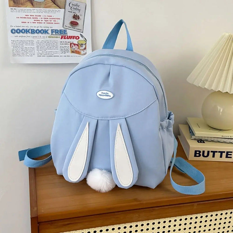 Durable Canvas Backpack with Cute Rabbit Ear Design