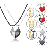 2PC/Set Fashion Magnet Necklace for Couple - Stainless Steel Heart Pendant