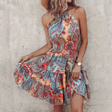 Halter Bohemian Floral Dress