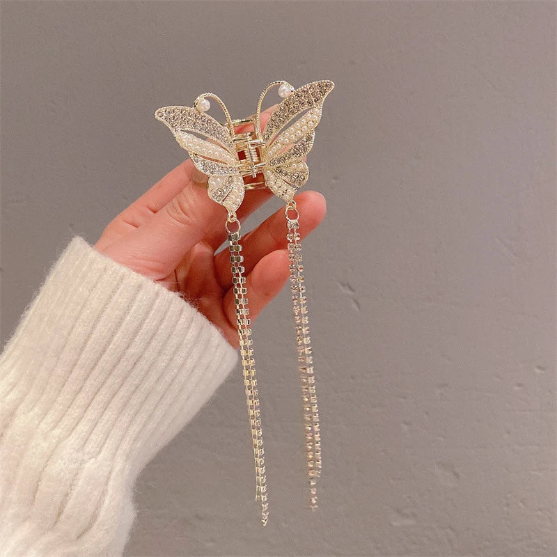 Butterfly Pearl Tassel Hairpin