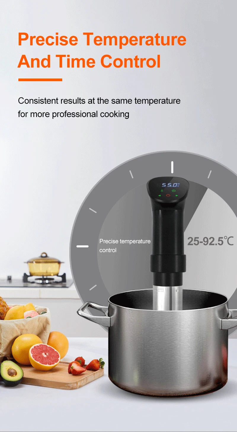 1800W Waterproof Vacuum Sous Vide Cooker - Immersion Circulator with LED Digital Display