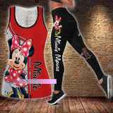 Disney Minnie Mickey Hollow Vest + Leggings Yoga Suit