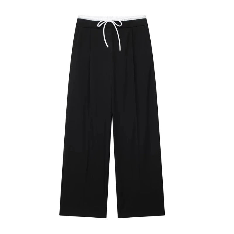 Retro Double-Waisted Loose Wide-Leg Pants