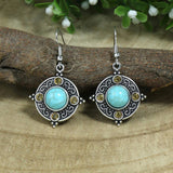 Ethnic Vintage Boho Creative Geometric Silver Color Dangle Earrings