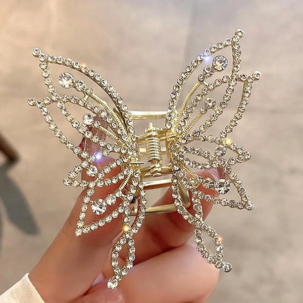 Sweet Pearl Rhinestones Butterfly Hair Clip