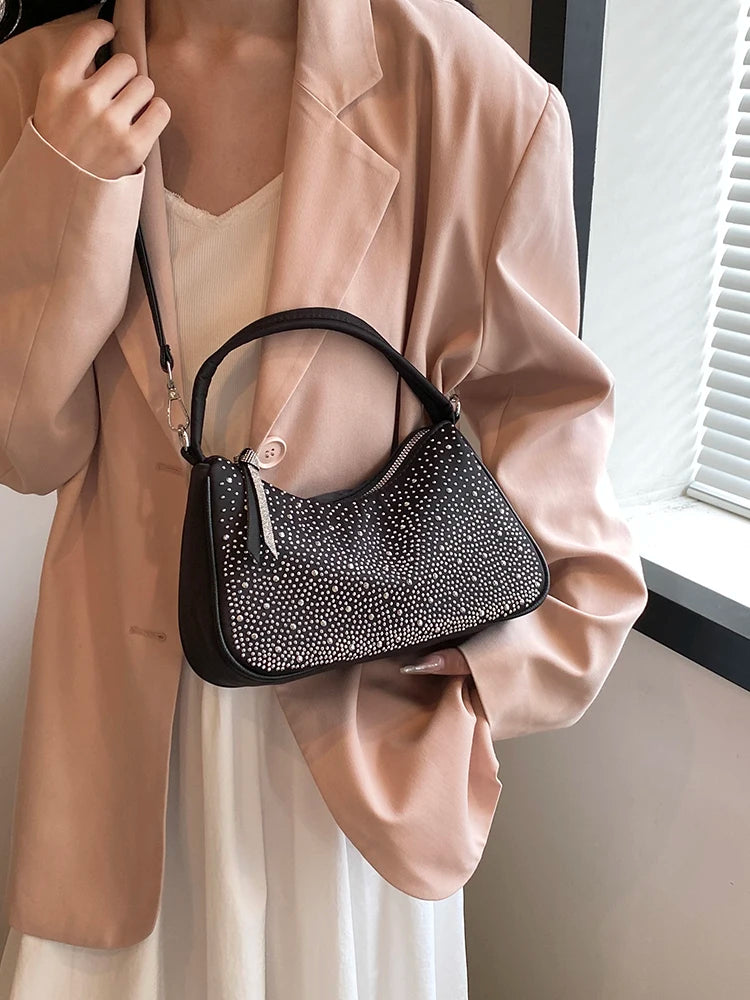 Textured Rhinestone Crossbody Bag