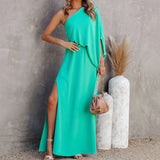 One-Shoulder Side Slit Temperament Long Dress