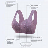 Lace Front Button Floral Printed Shaping Cup Underwire Bra