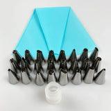 26Pcs/Set Silicone Pastry Bag and Decorating Tip Set