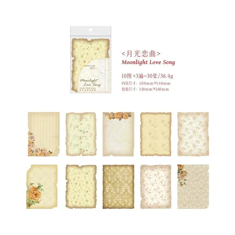 30pcs/pack Gentle Wind Series Retro Dyeing Journal Paper