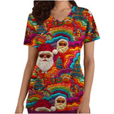 Christmas Holiday Fun Printed Scrub Tops