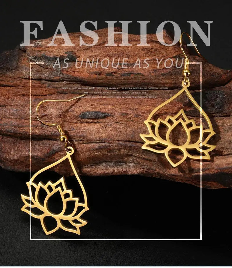 Lotus Flower Drop Earrings