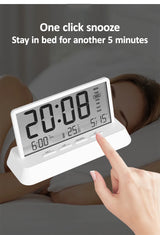 Digital Alarm Clock - Transparent Electronic Desk Clock with Date, Temp, and Large Display Screen