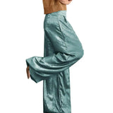 High Waist Casual Metallic Wide-Leg Pants