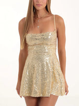 Women Sequins Sling Mini Dress