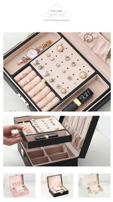 Large Capacity Jewelry Box Double Layer with Lock