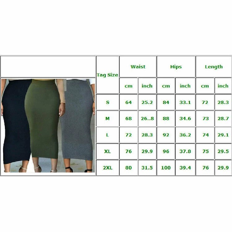 High Waist Stretch Long Pencil Skirt