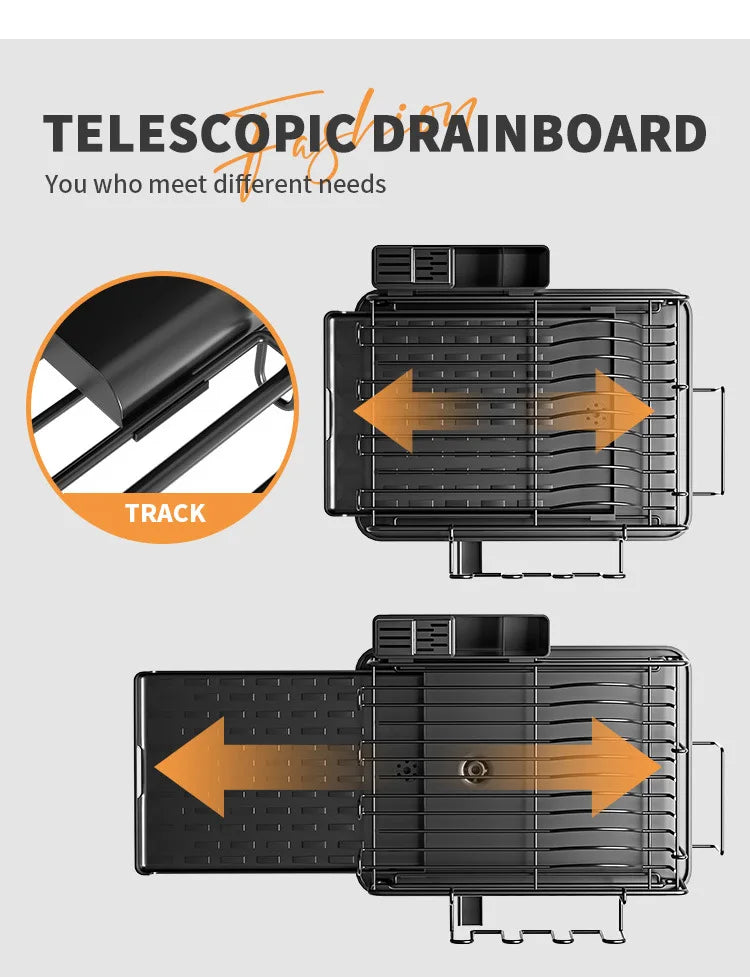 Dish Drying Rack with Drainboard – Expandable Kitchen Rack