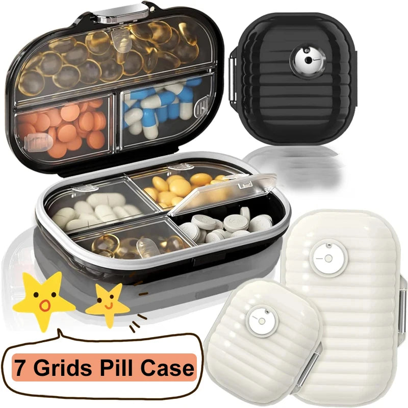 Portable Pill Organizer Case – Large Capacity 7 Grid Pill Holder for Easy Medication Management