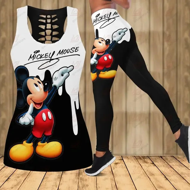 Mickey Mouse Hollow Vest and Leggings Yoga Suit