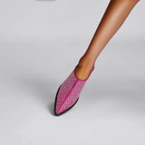 Diamond Pointed Middle Heel Large Baotou Muller Slippers