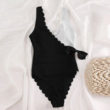 One Piece Bathing Suit - Patchwork Backless Bodysuit