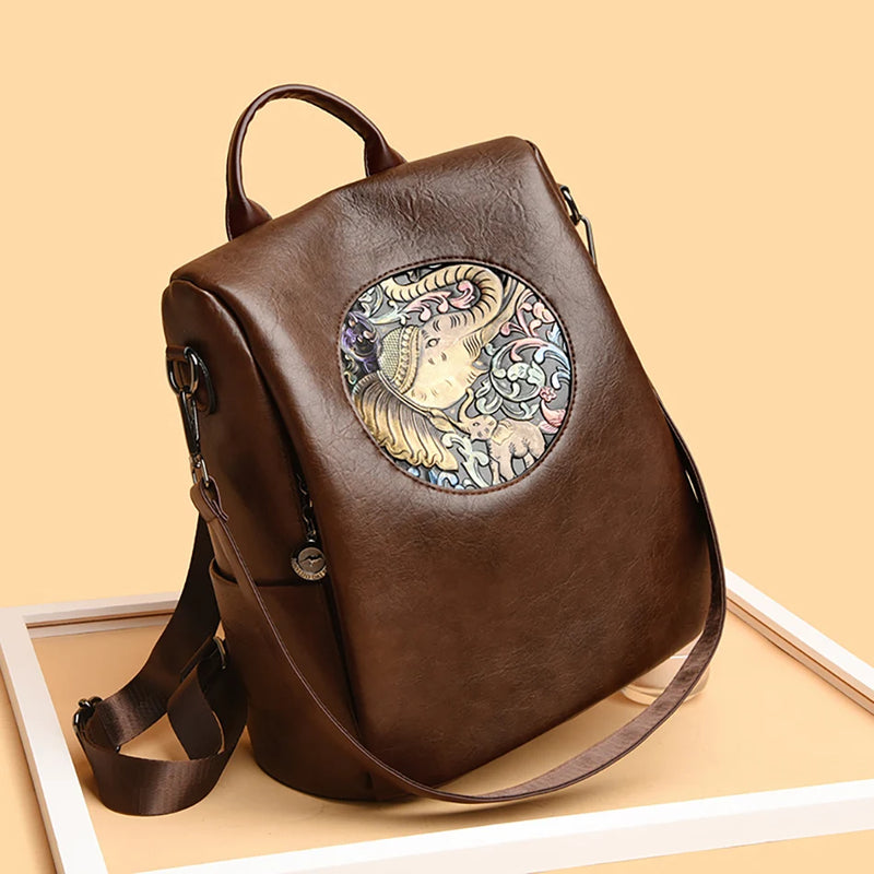 Retro Shoulder Bag - Soft Leather Fashion Backpack