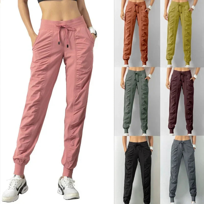 Fabric Drawstring Sporty Joggers