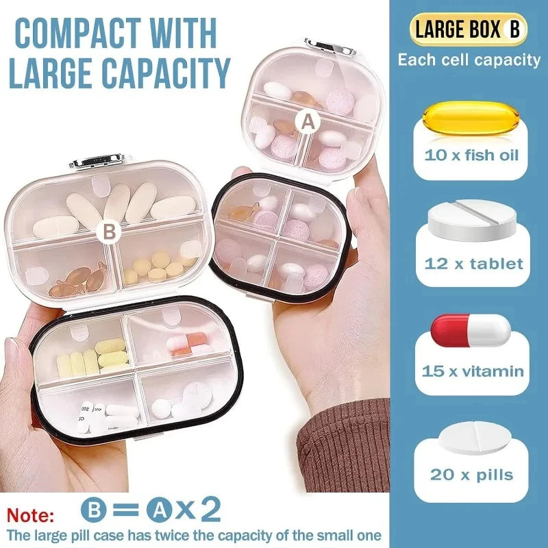 Portable Pill Organizer Case – Large Capacity 7 Grid Pill Holder for Easy Medication Management