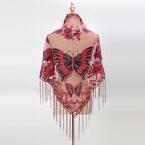 Butterfly Lace Scarf Triangle Tassel Shawl