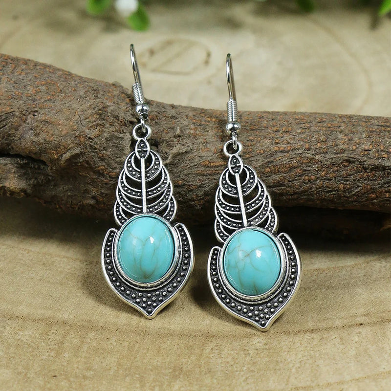 Ethnic Vintage Boho Creative Geometric Silver Color Dangle Earrings