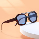 Chic Polygon Sun Glasses Leopard Blue