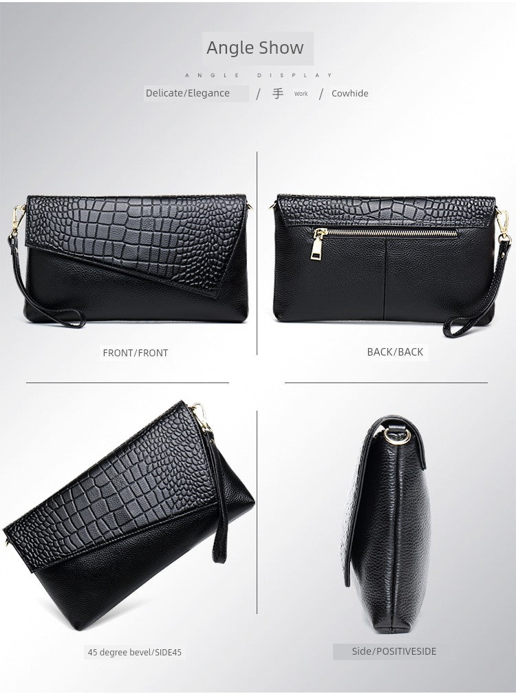 Leather Large Capacity Clutch Bag