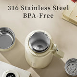 Stainless Steel Thermal Bottle with Tea Filter - Temperature Display