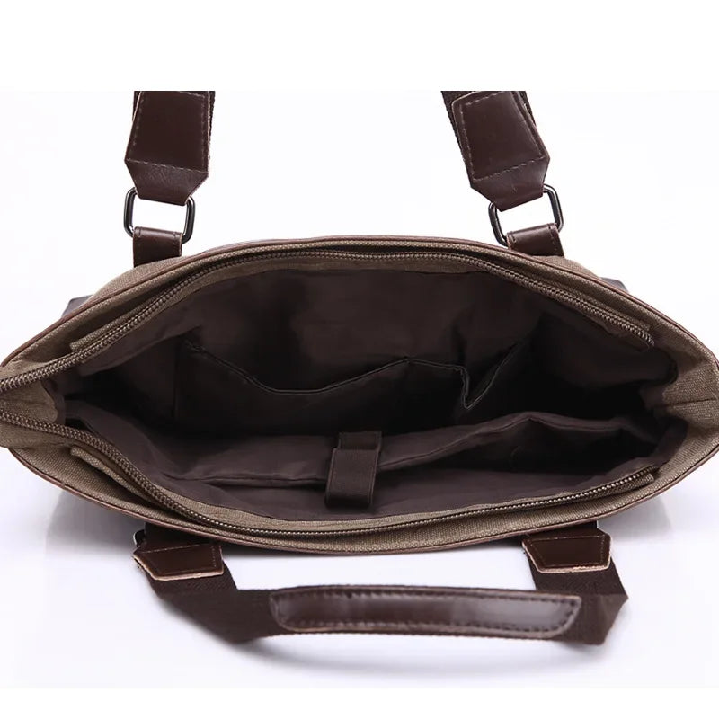 Khaki Casual Vintage Men's Canvas Travel Bag