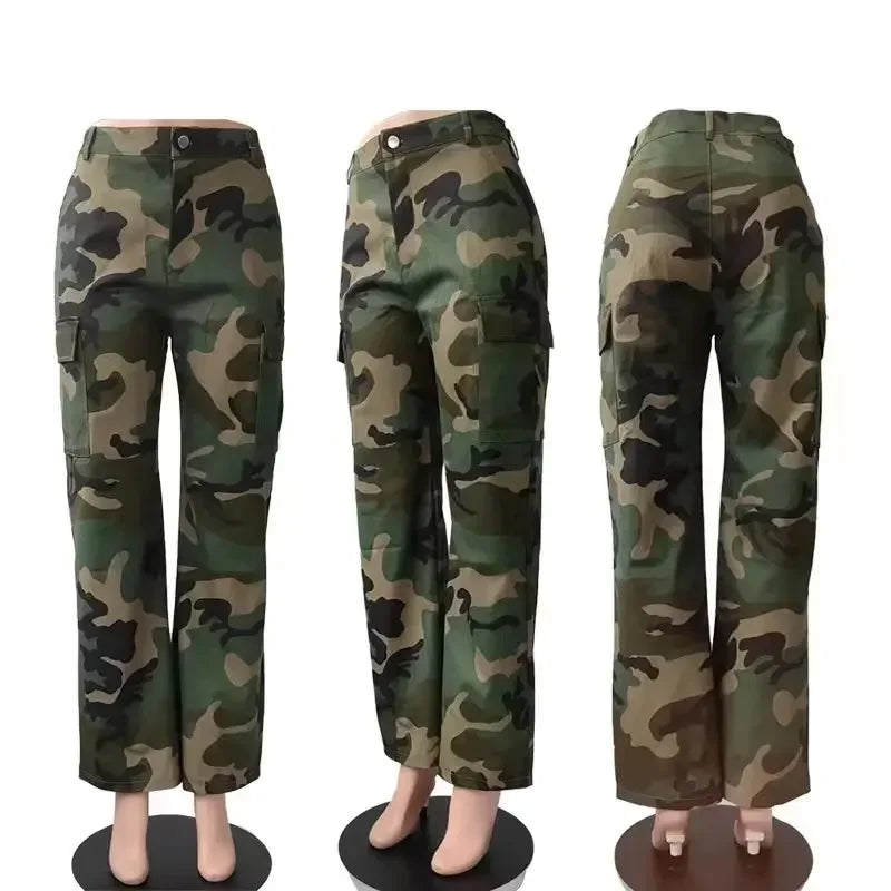 Camo Print Side Pocket Cargo Pants