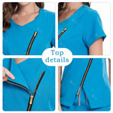 Medical Scrubs Set: Zippered Top with Tapered Leg Pants