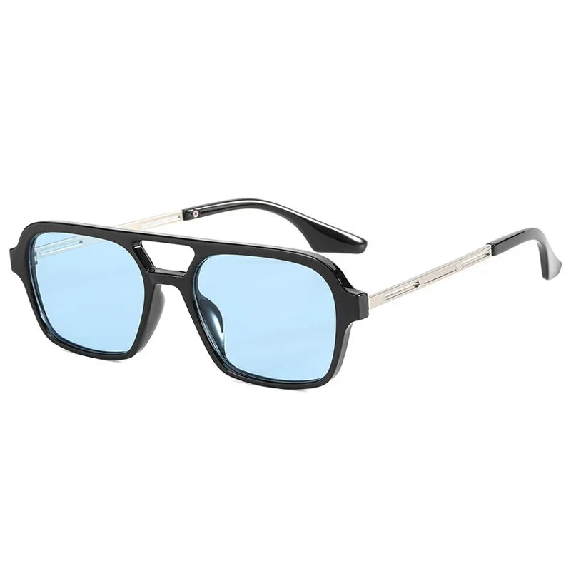 Vintage Hollow Leopard Blue Sunglasses