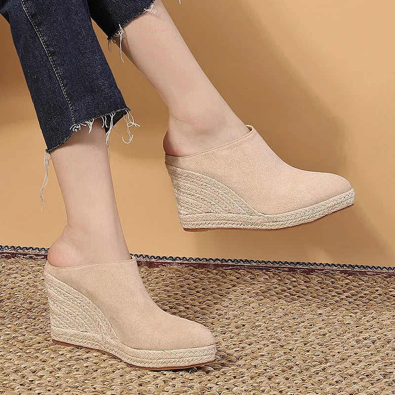 Wedge Platform Slippers - High Soft Pointed