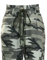 Camouflage Print Drawstring Pocket Design Cargo Pants