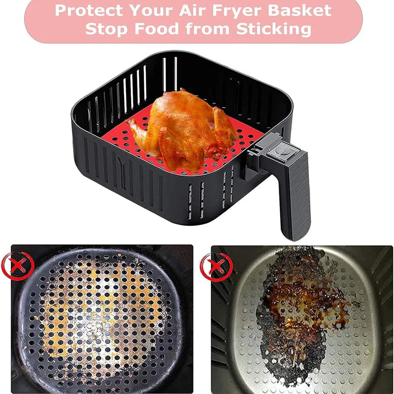 2Pcs Air Fryer Silicone Basket & Mold (Reusable Pan Liner)