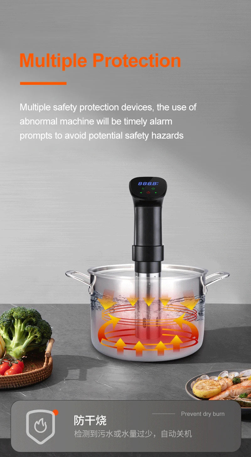 1800W Waterproof Vacuum Sous Vide Cooker - Immersion Circulator with LED Digital Display