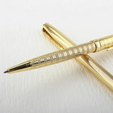 Luxury Metal Ballpoint Pen - Stainless Steel with Golden Trim