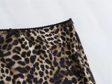 Leopard Print Satin Midi Skirt