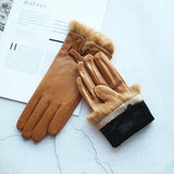 Women's Genuine Leather with Velvet Lining Fashion Driving/Riding Gloves