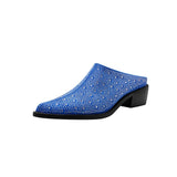 Diamond Pointed Middle Heel Large Baotou Muller Slippers