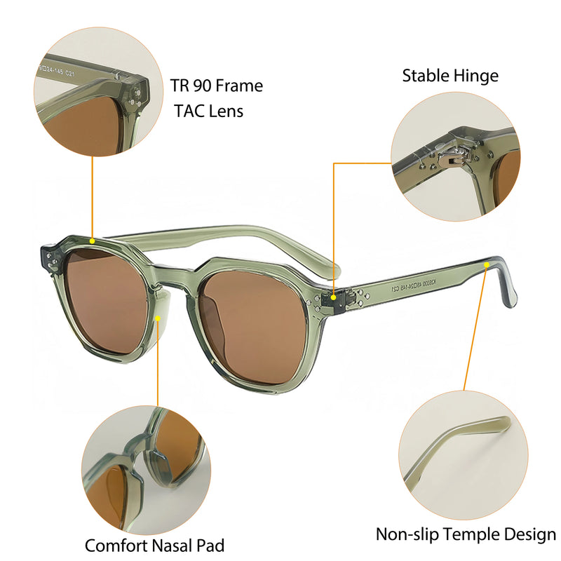 Retro Polarized Sunglasses - Ultralight TR90 Frame Polygon